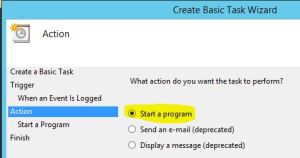 Task scheduler action