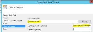 Task scheduler powershell action