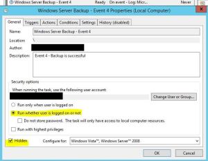 Task Scheduler properties